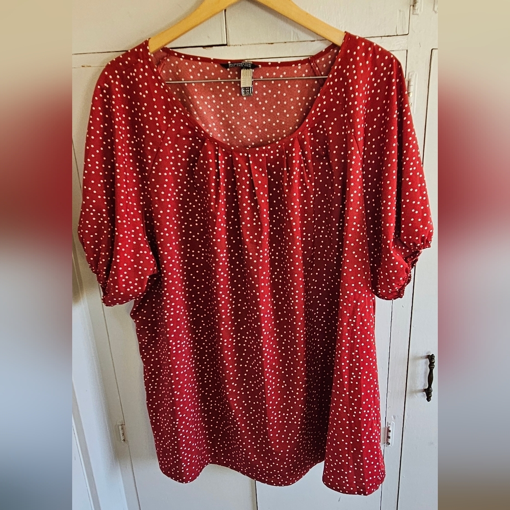 BloomChic Red Polka Dot Blouse - Picture 1 of 8